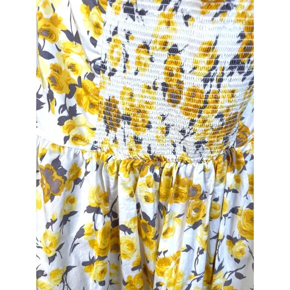 Urban Outfitters Pins And Needles Yellow Floral Strapless Cotton Dress S - Picture 3 of 5